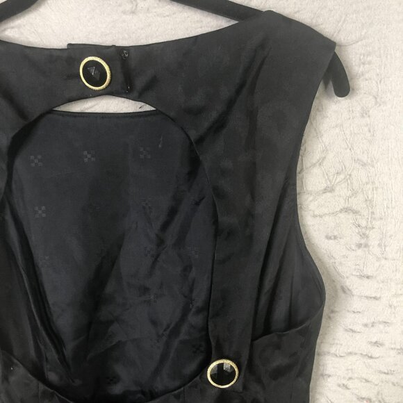 Vintage A.J. Bari Dress Womens Size 6 Black Jacquard Leopard Sheath Cutout 90s - Picture 11 of 11